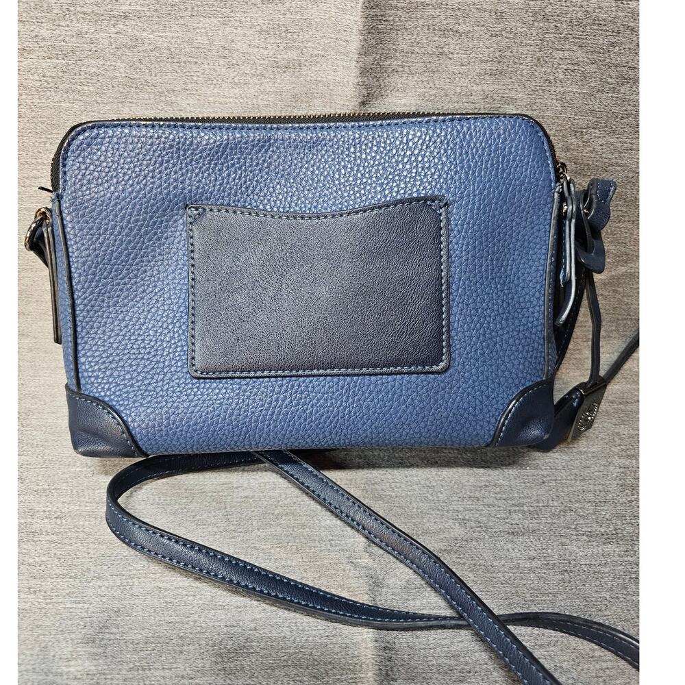 Bugatti Womens Dark Blue/Black Faux Leather Crossbody Bag EUC - Picture 7 of 12